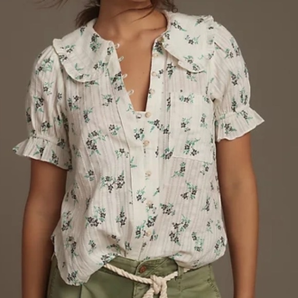 Pilcro Tops - Pilcro Keira Collared 100% Cotton Button Up Blouse